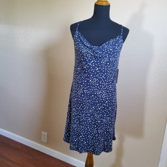 Nine Britton Polka Dot Cowl Neck Mini Dress Size M New - Picture 2 of 7